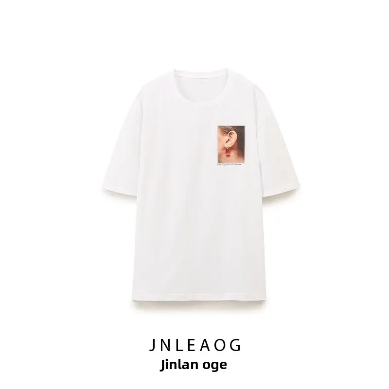 

JNLEAOG, осенняя новая женская уличная футболка ort Sve, повседневные универсальные серьги с принтом, круглые серьги из полиэфирного волокна, Ne