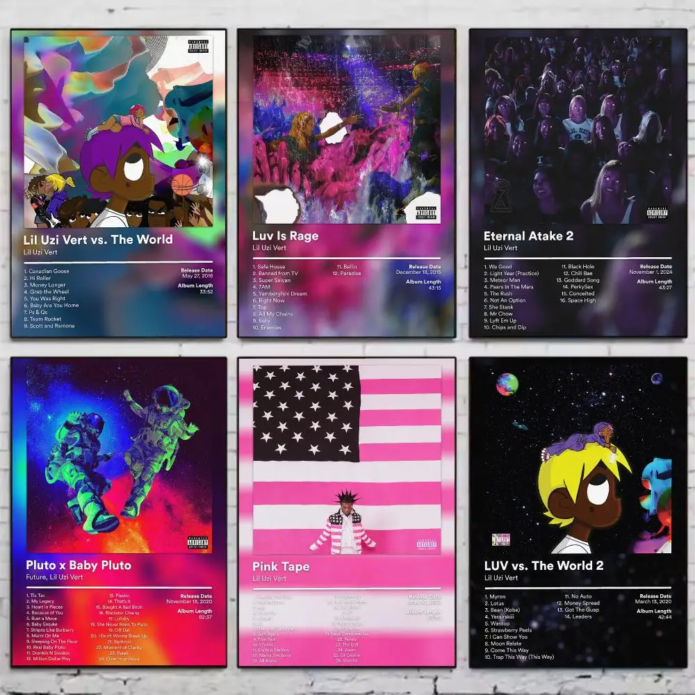 Singer Rapper L-Lil Uzi Vert Album Cover Poster Vintage Wall Art Aesthetic Room Decor Print Living Room Bedroom Home Decoration