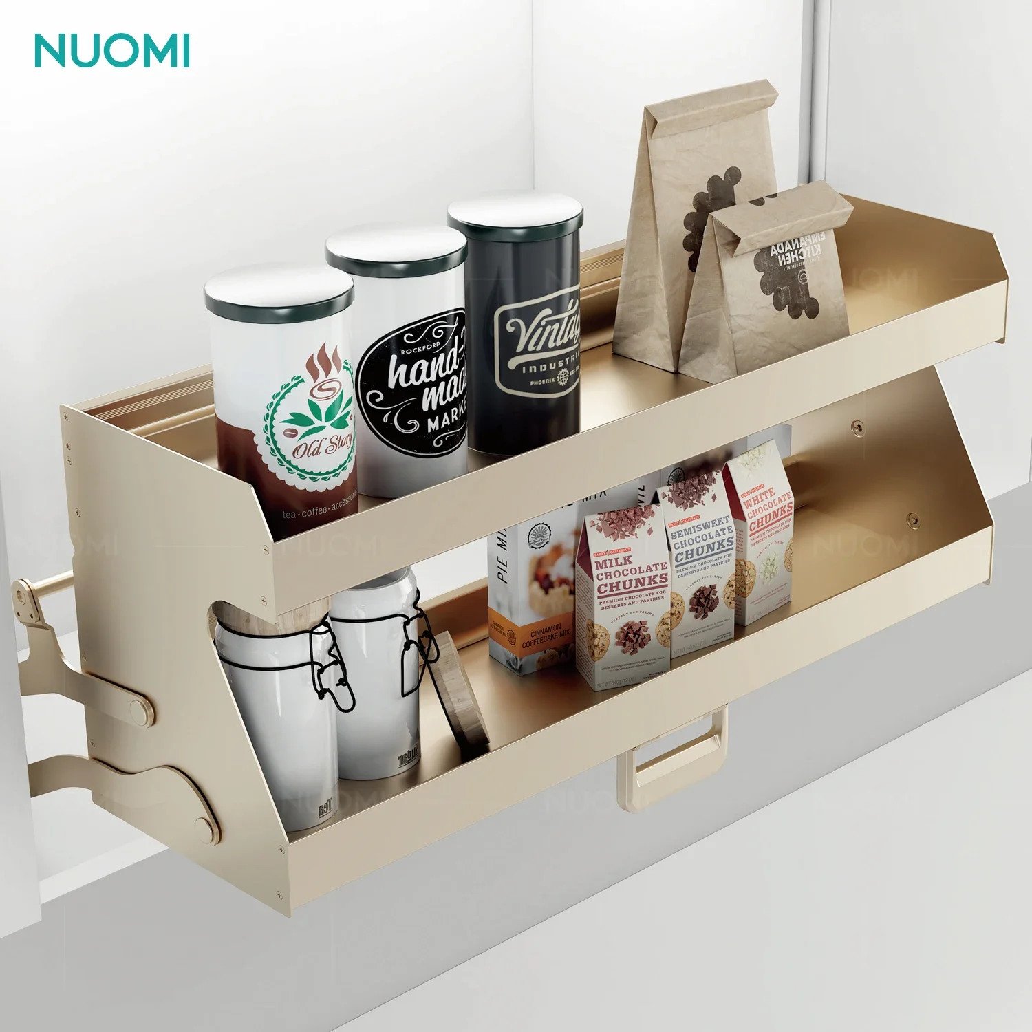 NUOMI ENCANTO Multifunctional Furniture Shelf Kitchen Double Pull Down Cabinet Drawer Hardware Lift Pull Basket