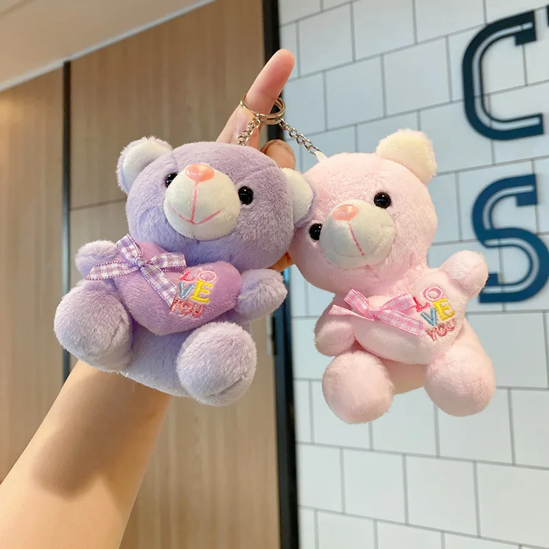 Hot Sale 12CM Kawaii Small Teddy Bears Plush Toys Stuffed Animals Fluffy Bear Dolls Soft Kids Toys Small Pendant Keychains