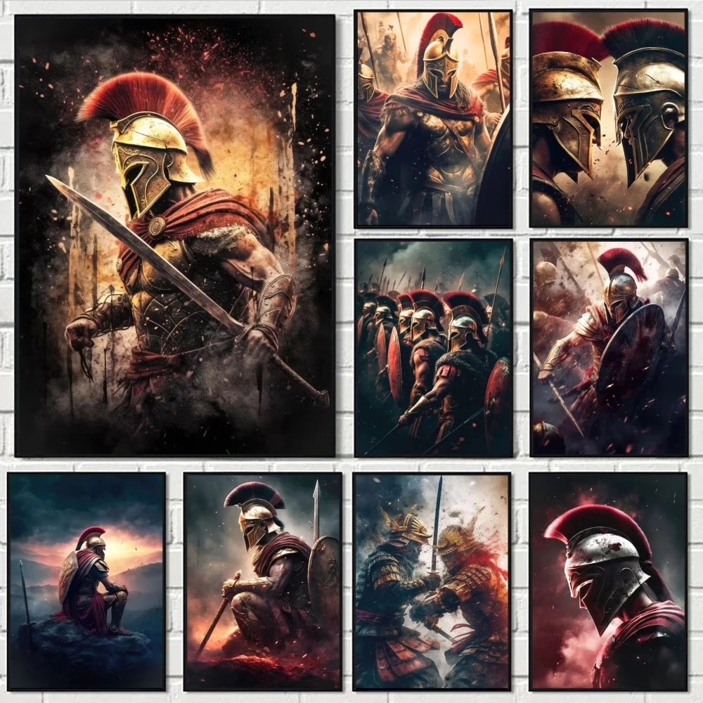 Retro 300 Spartans Warrior Last Spartan Painting Calligraphy Canvas Poster Art for Bedroom Room Home Decor Decals HD Decoration
