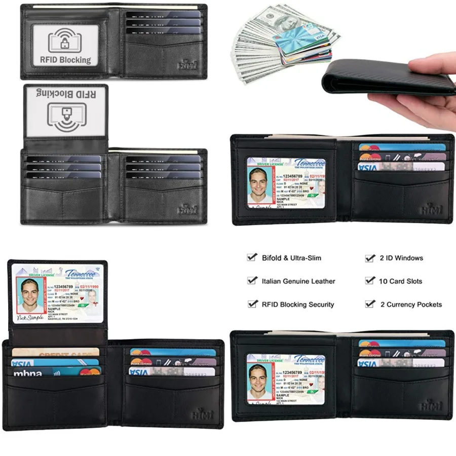 

Wallet for Men-Genuine RFID Blocking Bifold Stylish Wallet With 2 ID Window