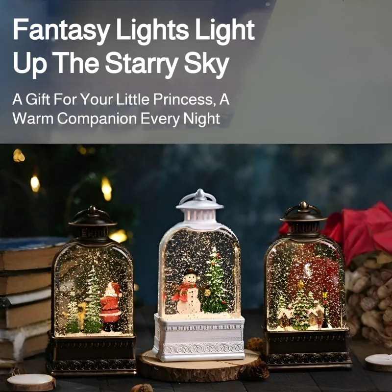 كرة ثلج عيد الميلاد مع ثلج متساقط آلي مدمج في عيد الميلاد كارولز LED ضوء زينة عيد الميلاد هدية حفلة منزلية