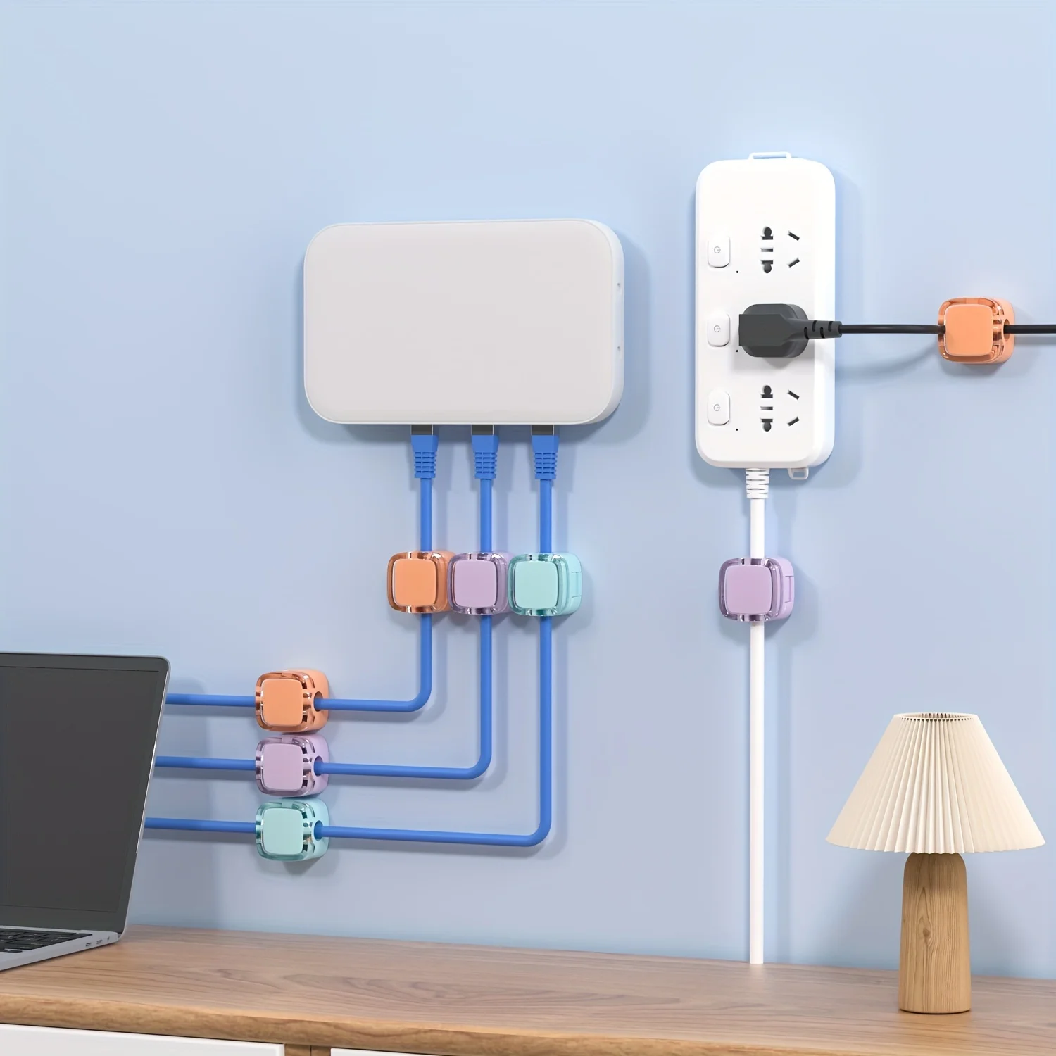 3개 프리미엄 데스크 케이블 정리 클립 - 손쉬운 USB 충전 및 데이터 라인 관리 보호 케이블을 위한 자기 디자인