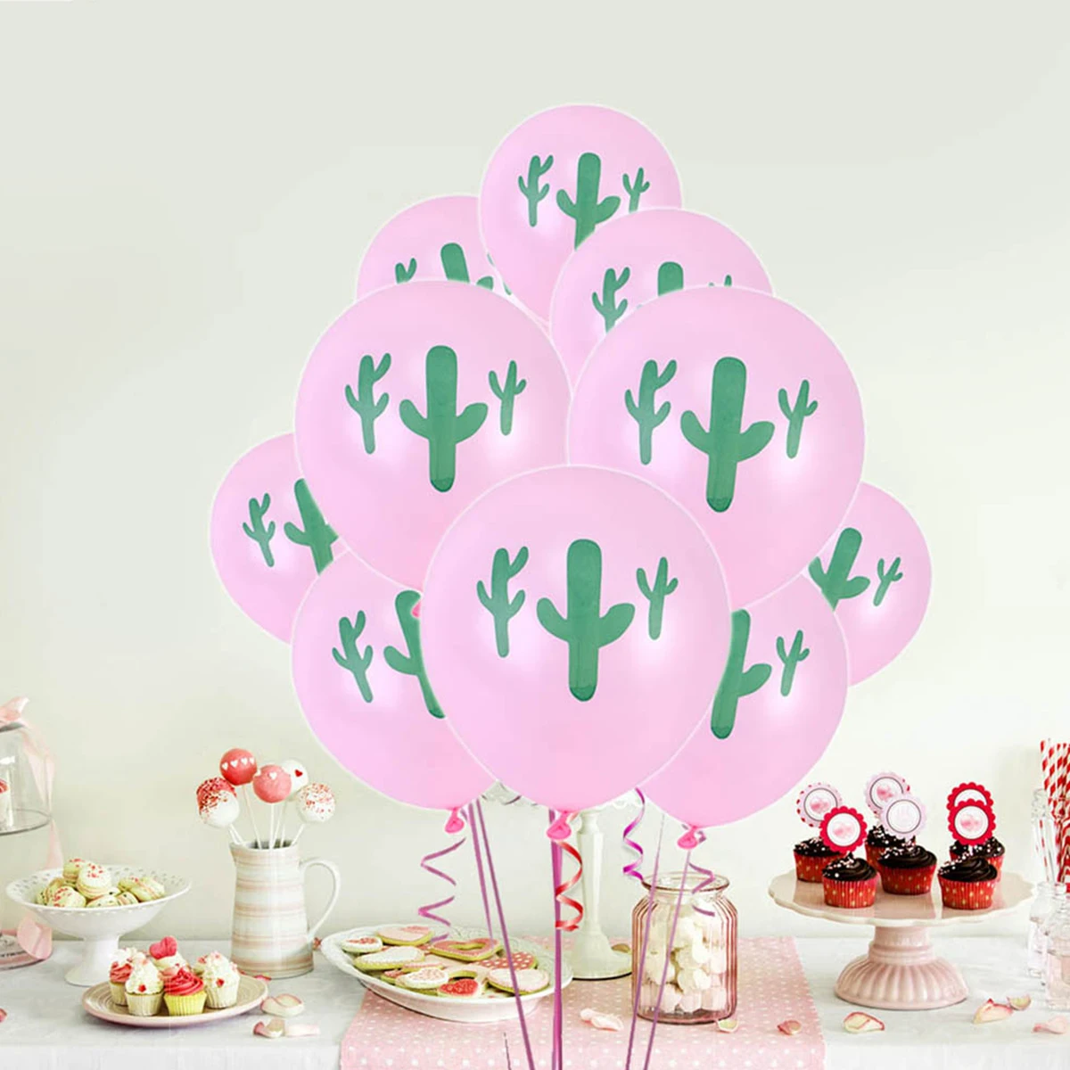 

10 pcs Latex Balloon Pink Purple Metallic Cactus Wedding Reusable Rubber Balloons for Birthday Celebrations