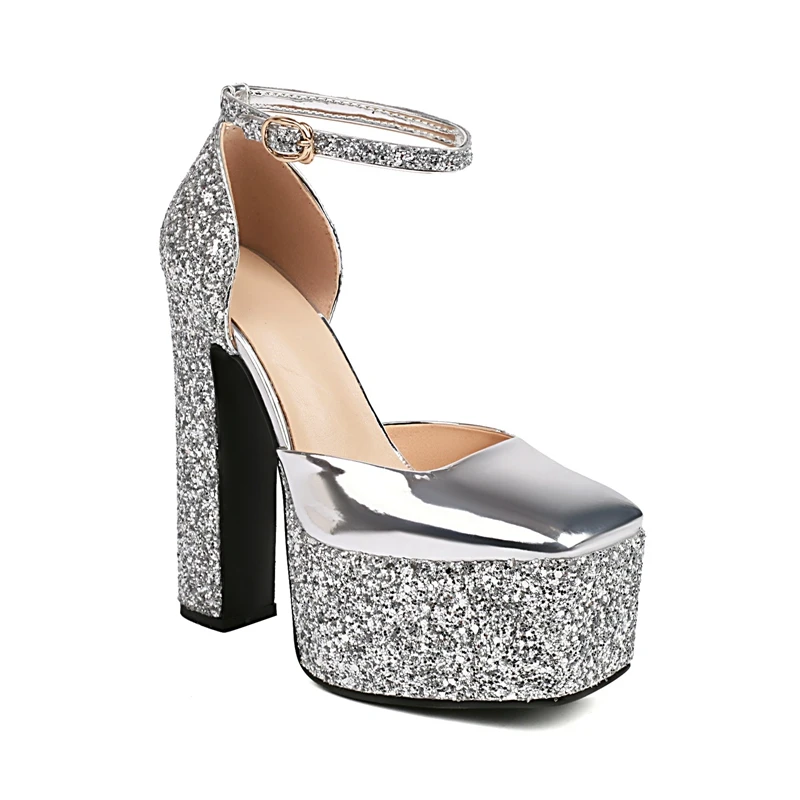 Women's New Square Headband and Nightclub Sexy Headband Buckle Thick Bottom Large Sandals