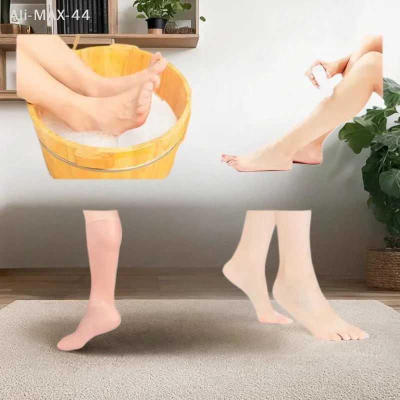 1Pair Silicone Long Moisturizing Socks Soft Foot Exfoliating Anti-Cracking Foot Protection Comfortable Soft Foot Care Stockings