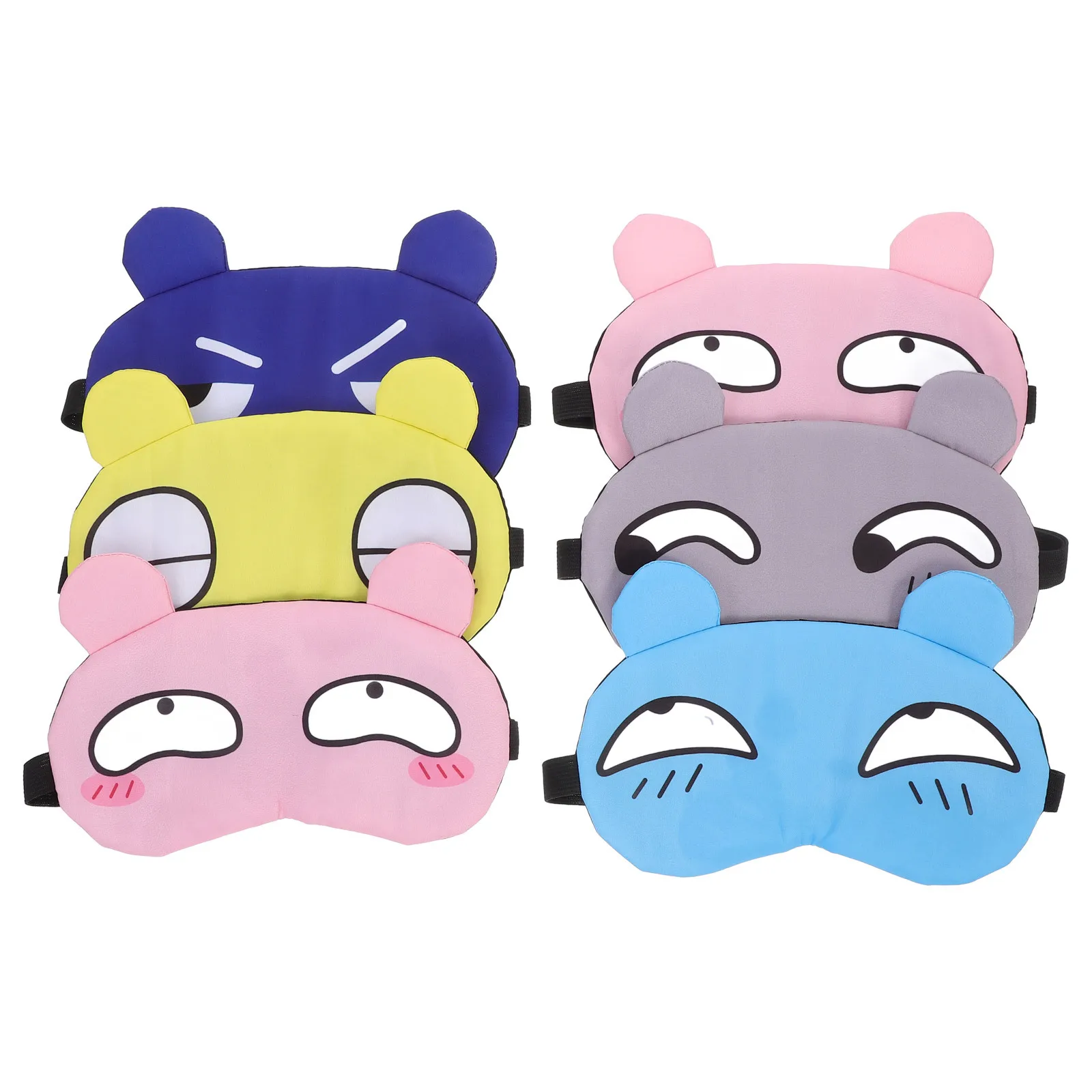 

6Pcs Cartoon Sleeping Eye Masks Cute Adjustable Strap Blocks Light Soft Comfortable Sleep Mask for Travel Cute Sleep Mask