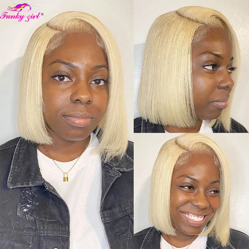 

613 Bob Honey blonde Stright Wig Human Hair 13x4 Lace front Wigs 180 Density Wigs Pre Plucked With Baby Hair Wigs Short Bob Wigs