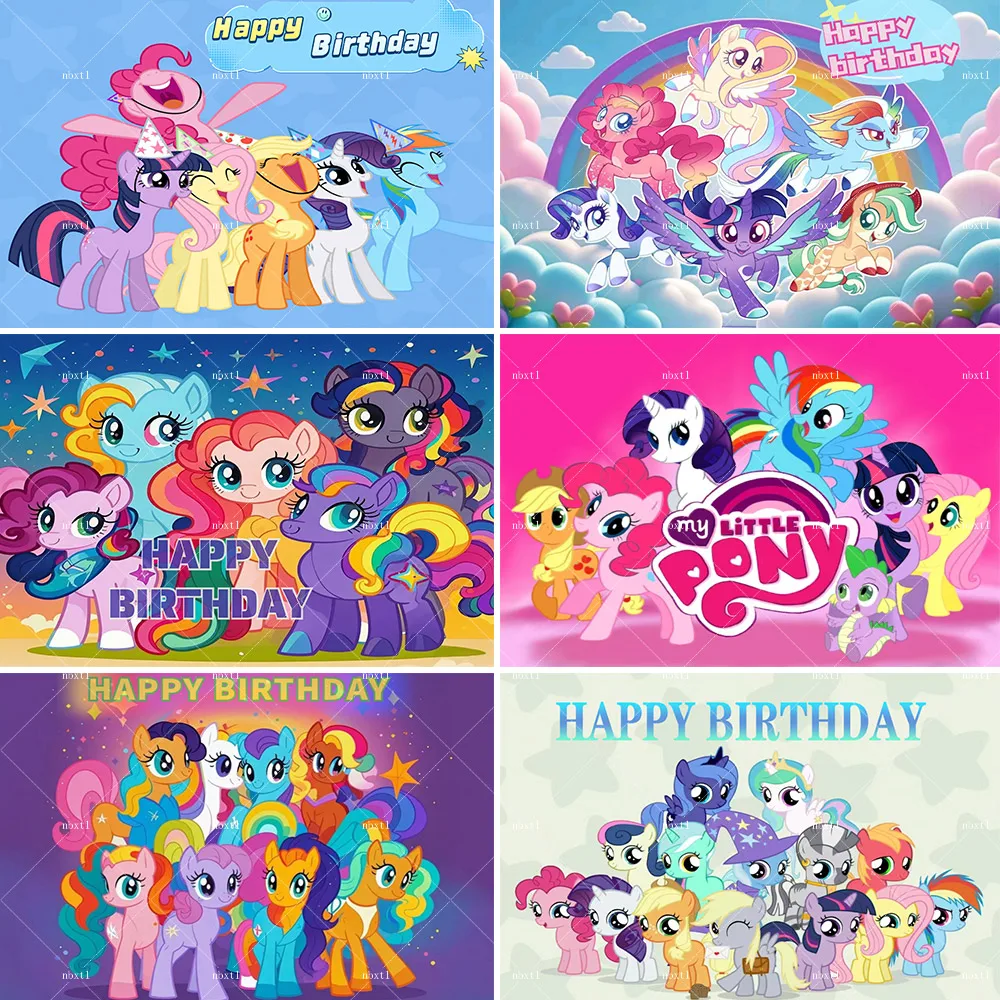 My Little Pony Cartoon Theme Background Children's Birthday Party Decoration Gift Baby Shower Magic Banner Photography Props