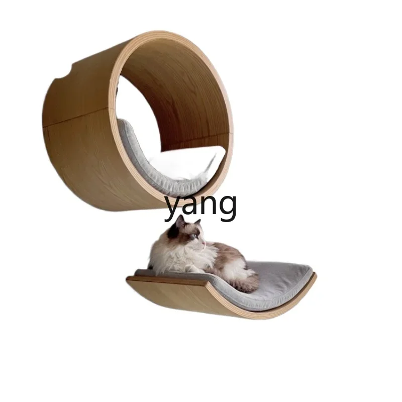 Yjq cat climbing frame Wall type solid wood climbing column does not occupy the cat nest integrated scratching board