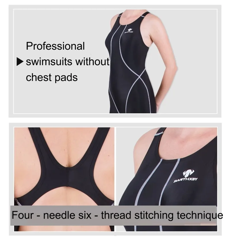 HXBY Professional Competition Knee Length Waterproof Chlorine Resistant Women\'s Swimwear Plus Size 5xl