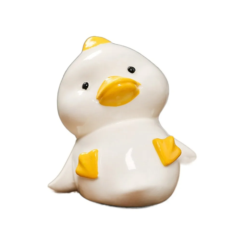 

Ceramic Duck Miniature Figurine Handmad Collectible Yellow Duck Ornaments Crafts Cartoon Pet Duck Landscape Decoration