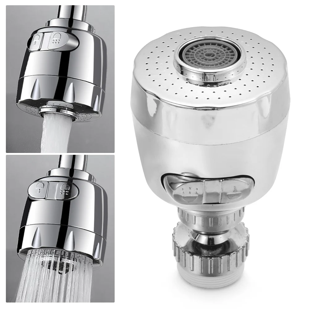 2 Modes ABS Plastic WaterSaving Sprayer Swivel 360 Degree Tap Aerator Kitchen Faucet Extender Nozzle Durable Compact EasyInstall
