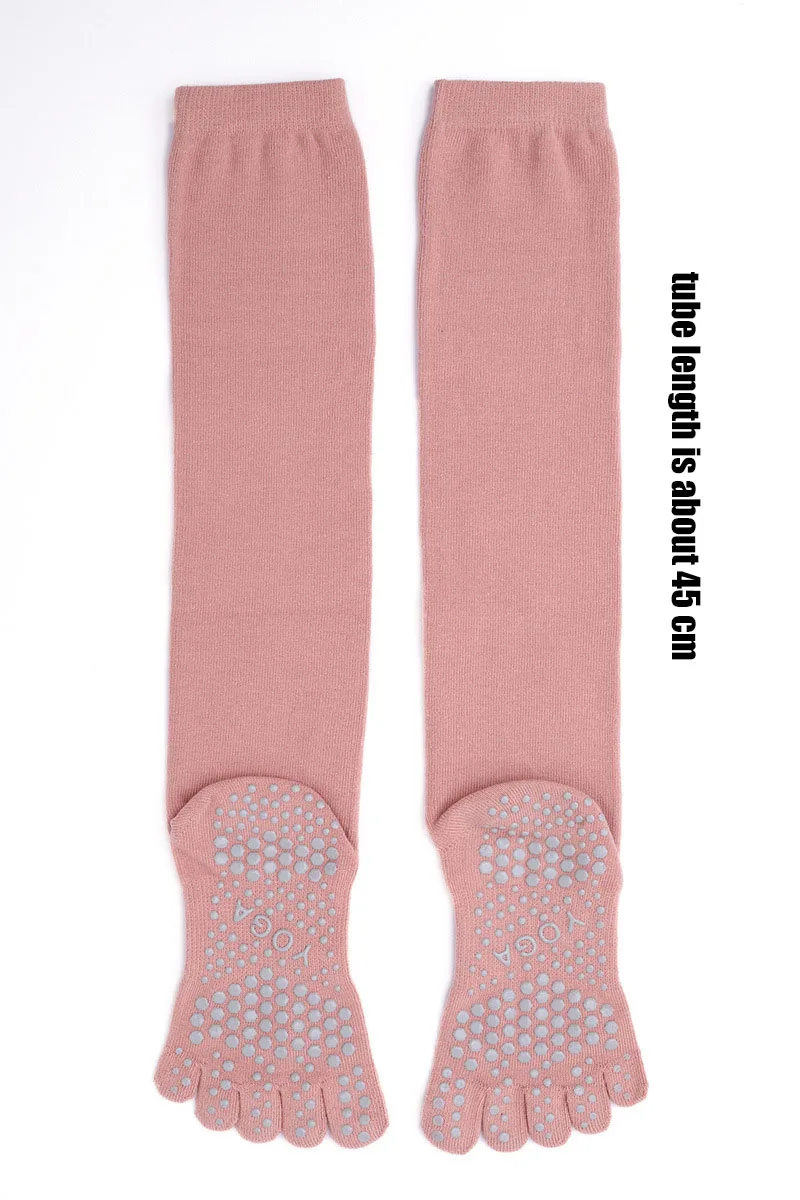 High Quality Cotton Knee Socks Five Fingers Anti-Skid Thigh Stockings Solid 5 Toes Grip Non-Slip Pilates Dance Sport Floor Sock