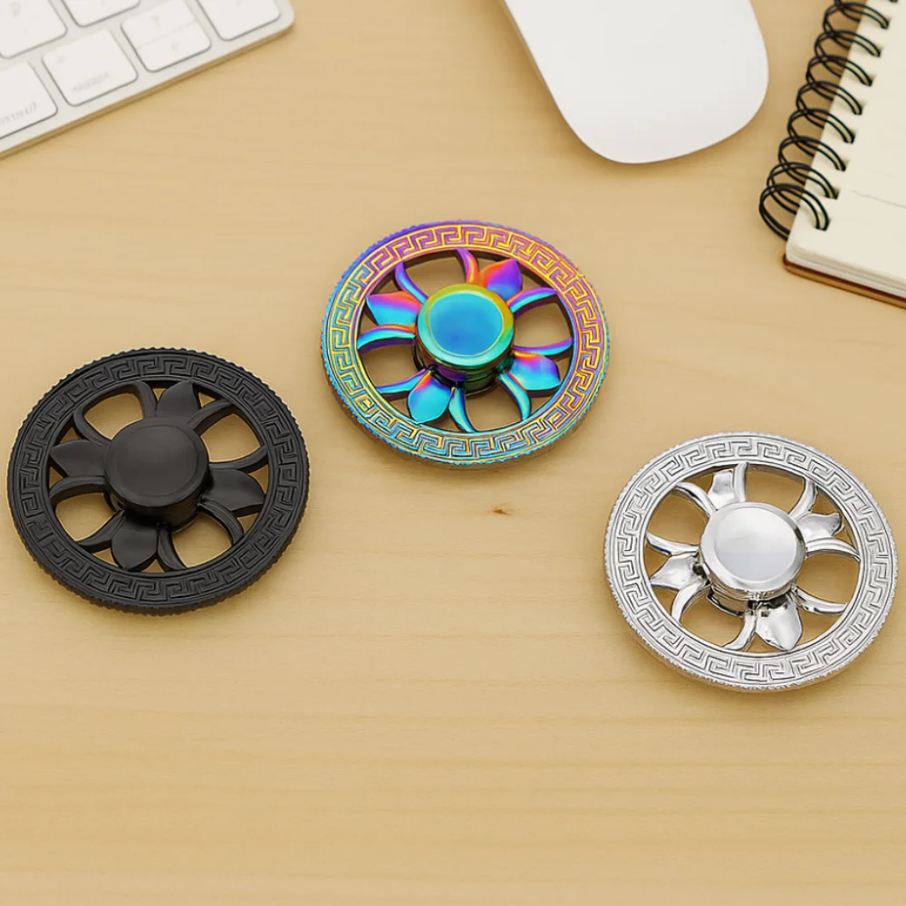 ラウンドフィジェットスピナーおもちゃ亜鉛合金金属デスクトップスピナーおもちゃ疲労を軽減指先ジャイロクラシックおもちゃ