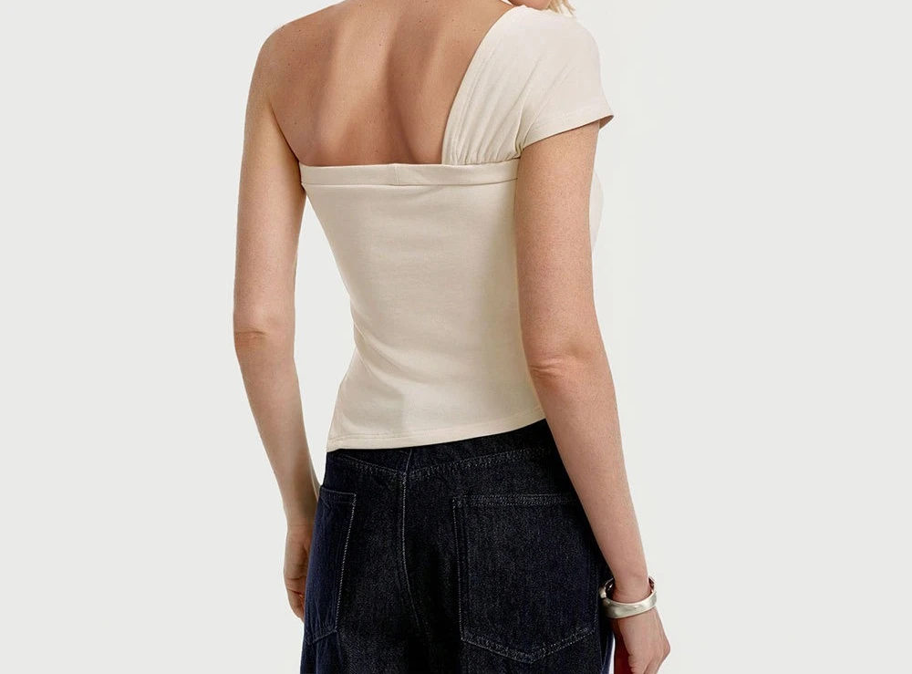 2026 European and American Fashion Summer Cool Temperament Royal Sister Style T-shirt Off-shoulder Sexy Sleeveless Top
