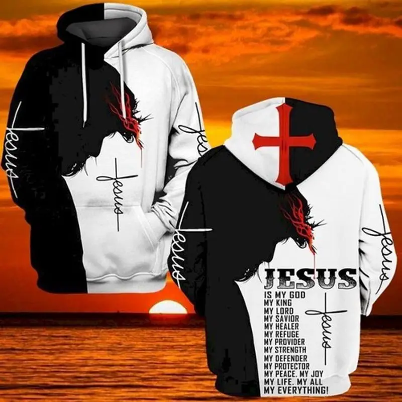 Jesus Hoodies Christian 3D Printed Men Women Fashion Y2K Hoodie Oversized Streetwear Pullovers Hooded Sweatshirts Male Clothing