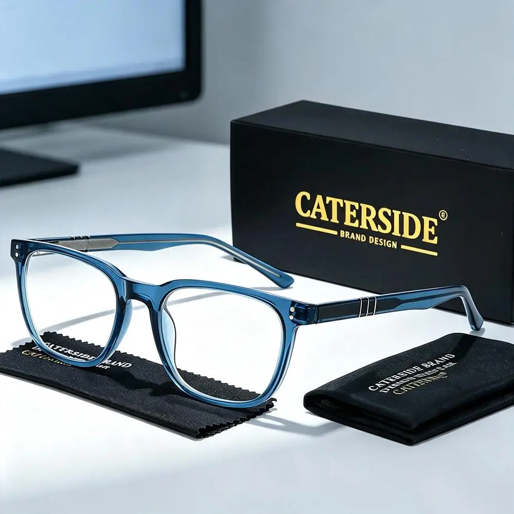 CATERSIDE Neue Modische Quadratische Anti-Blaulicht-Brille für Herren, Business- und Büro-Computer-Blaulicht-Schutzbrille für Damen – Detail 1