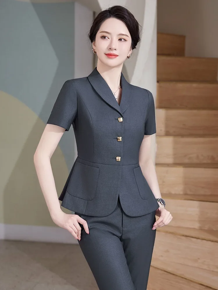 Pop 2024 Estate Formale OL Stili Donna Professionale Ufficio Abbigliamento da lavoro Tailleur pantalone con pantaloni e giacche Carriera Intervista Gonne Se