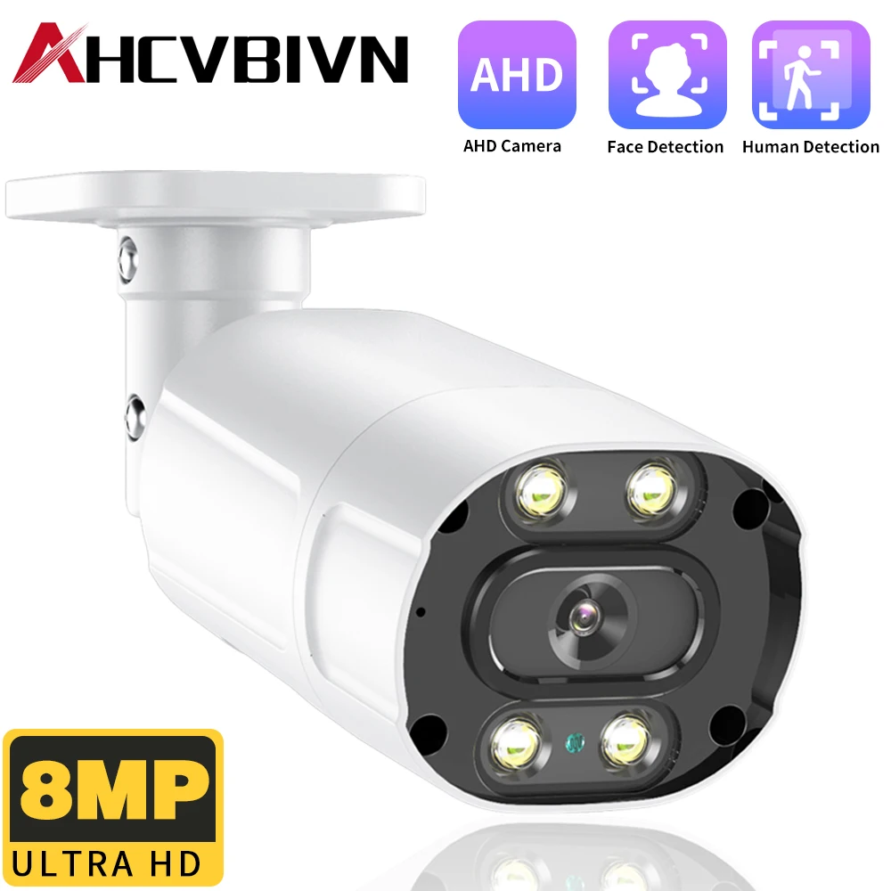 

4K 8MP Facial Detection AHD Camera Home Security Outdoor Color Night Vision 5MP CCTV Simulation Bullet Camera Video Surveillance