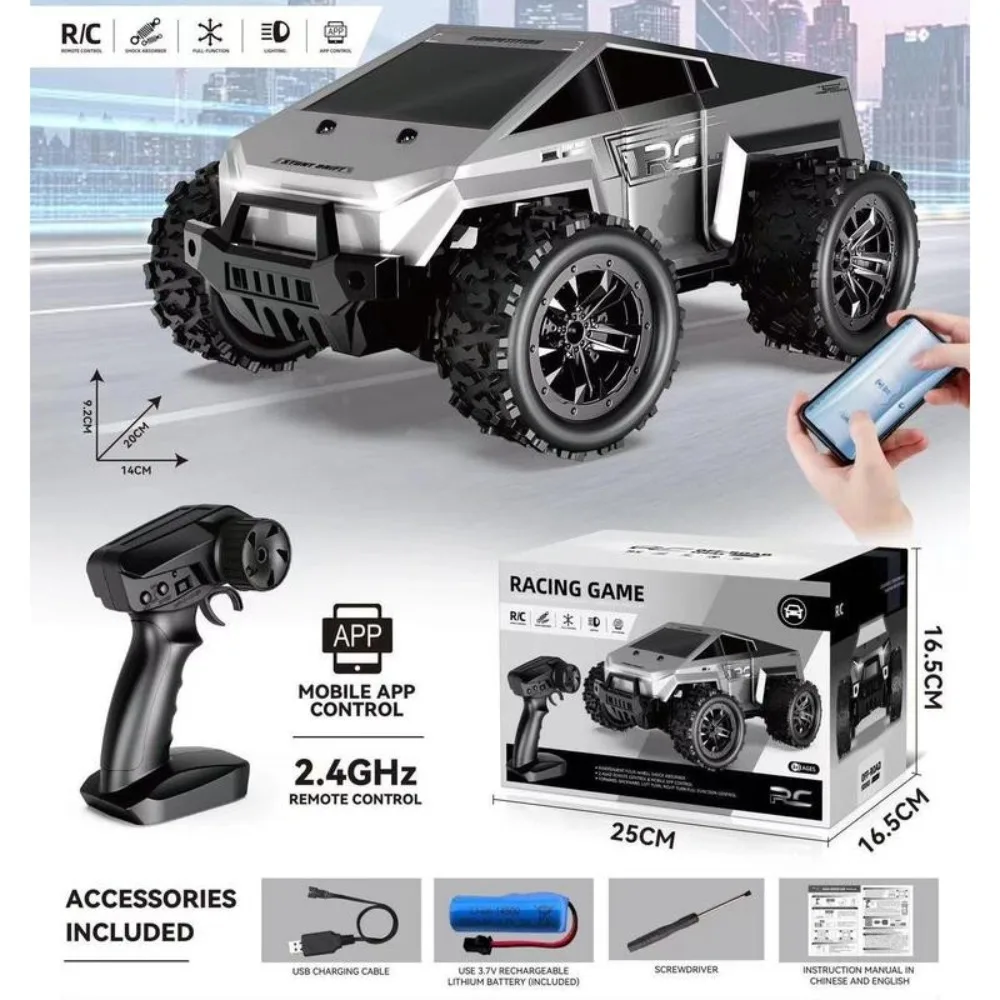

High Quality 1/20 RC Off-road Car Cyber ​​2.4G APP Control Model Vehicle Rechargeable LED Light Remote Control Car