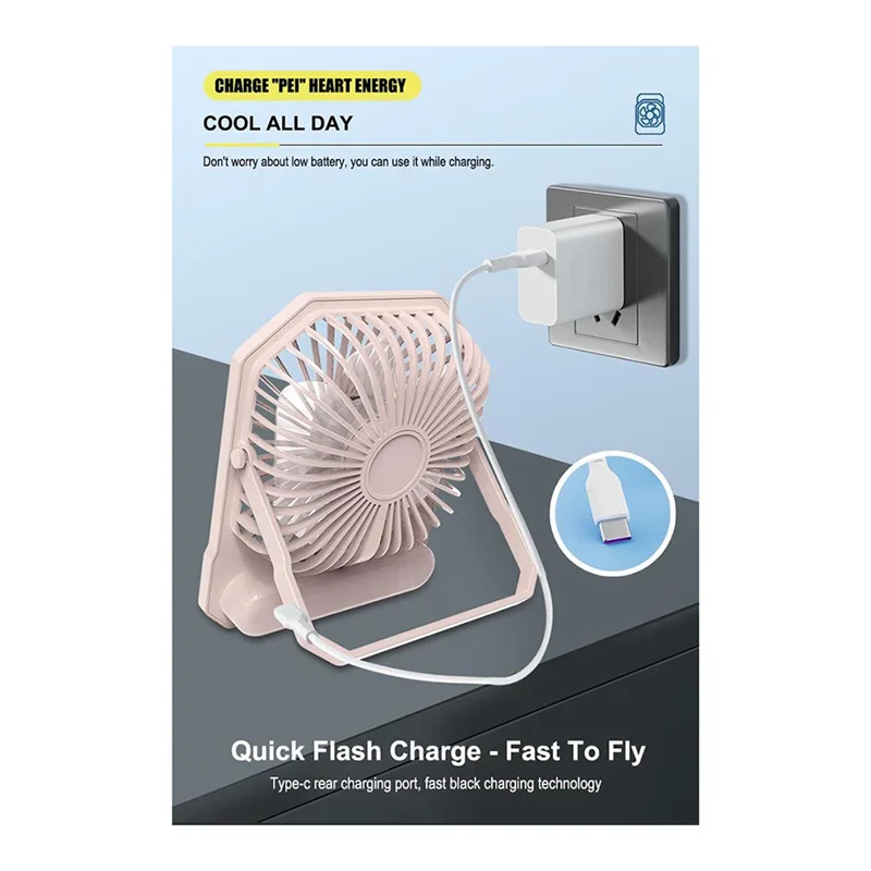 

Y51A-Personal Fans Small Desk Fan Portable, Travel Fan With Power Bank,3 Speeds Personal Fan Quiet Fan For Outdoor Easy To Use B