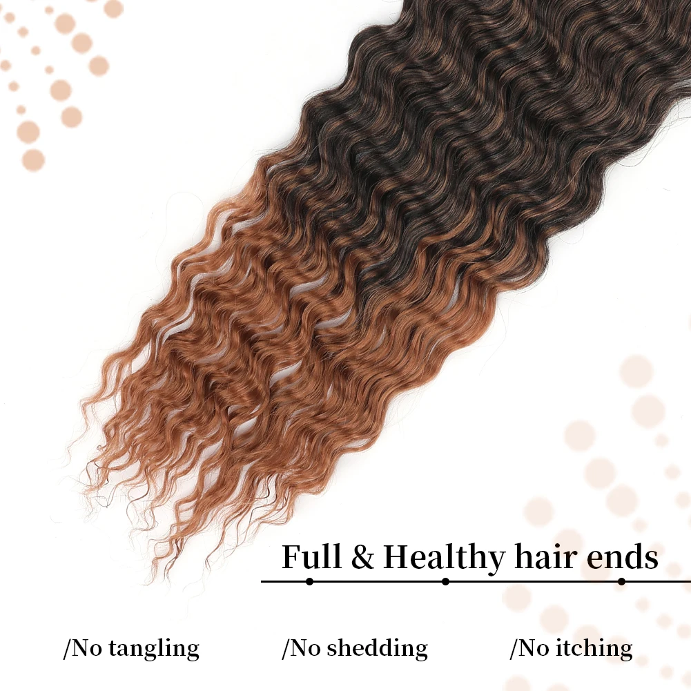 Onda Profunda Longa Encaracolado Sintético Trançado Cabelo Para Mulheres, Cabelo Macio Crochet, Crochet Cabelo, 22"