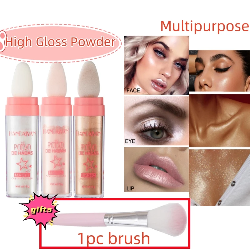 3 Colors Fairy High Light Powder Cosmetic Face Body Eye Glitter Shimmer Highlighter Stick Beauty Makeup Face Bronzer Illuminator