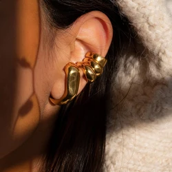 18K Gold Plated Unusual No Piercing for Cartilage Clip Earrings Women Girls Teens Hypoallergenic CC Ear Cuff Climbing Earclips