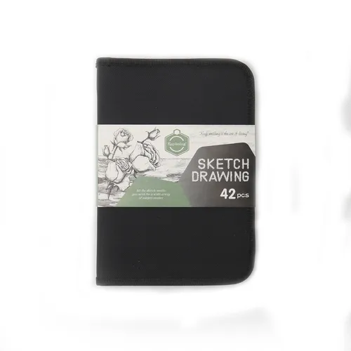 Imagen 2 del producto Juego de bocetos de dibujo, estuche de transporte de lápiz HB profesional, suministros de arte, Kit de dibujo, herramienta de palo de carbón de grafito, 42 Uds.