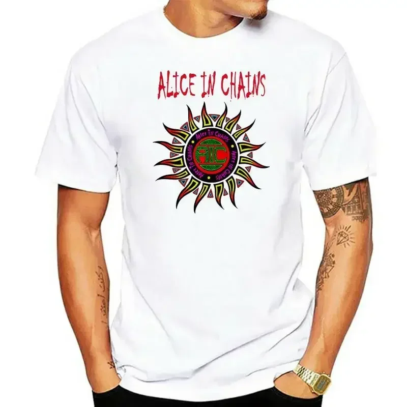 Men Crew Neck Tops Fashion Y2k Tshirt Alice In Chains Sun Logo Men's Unisex T-shirt Casual Loose Style Tops Bigger Size