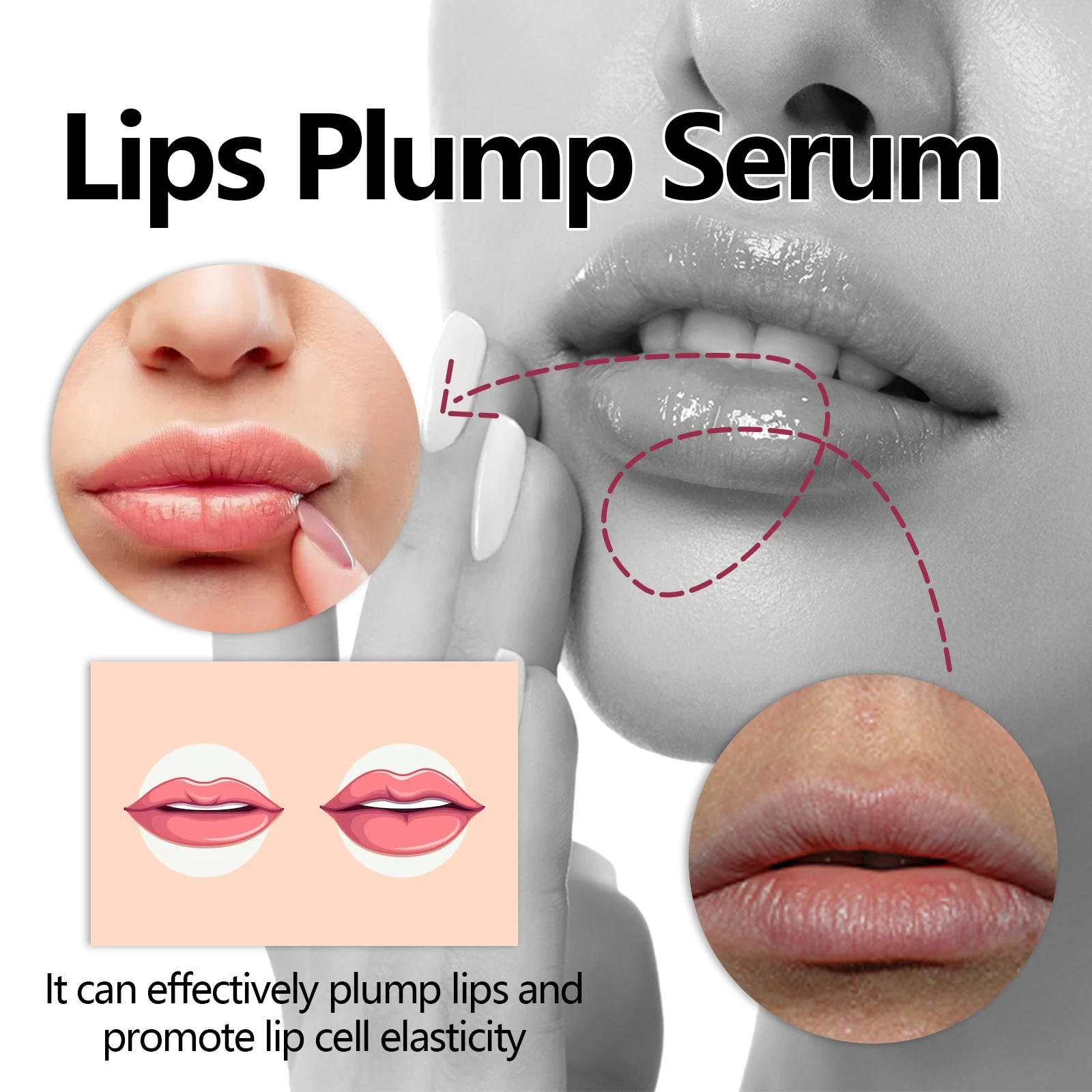 EELHOE Volumising Lip Plumping Serum, langanhaltend, feuchtigkeitsspendend, reduziert feine Linien, reparierender Glanz, nährende Lippenpflege, Essenzöl