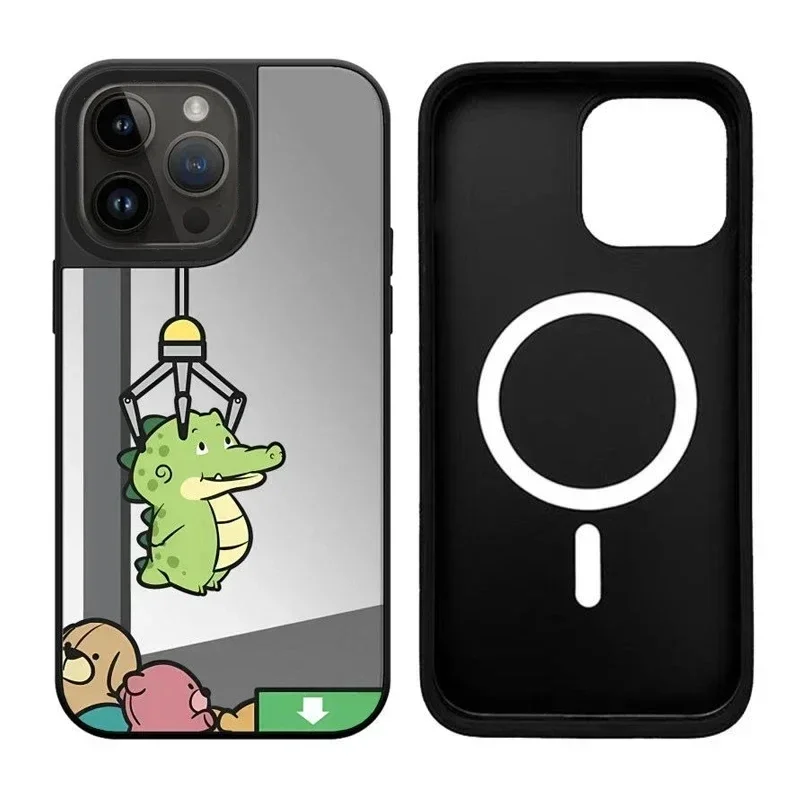 

MagSafe Mirror Surface Grabbing Dinosaur iPhone 11 12 13 14 15 Pro Max Case - Protective iPhone Case with MagSafe