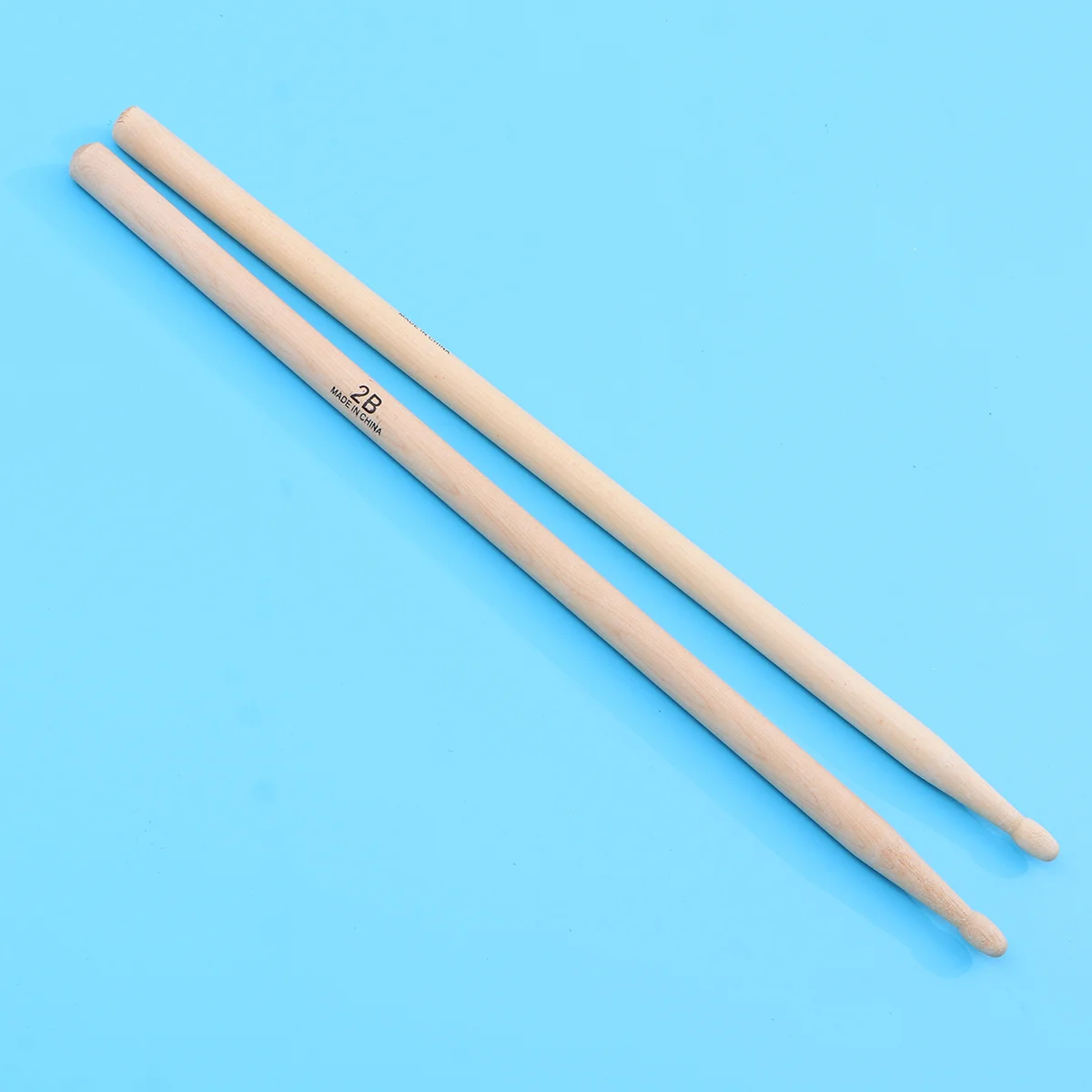 Pair of Heavy Wooden 2B Drumsticks Drum Sticks Wood Color Fuller Sound Highly Durable Music Performance