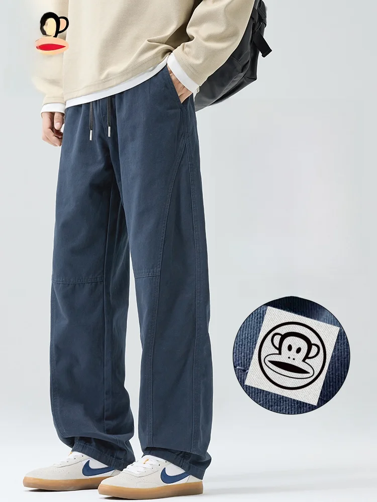 

PaulFrank Comfortable Loose Fit Casual Cotton Work Trousers for Men American High Street Sle Spring Autumn Straight Leg Pants