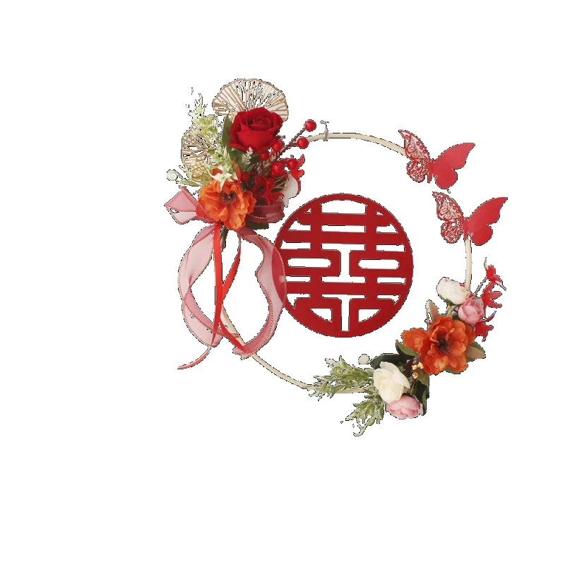 happy-word-sticker-wedding-man-and-woman-wedding-room-arrangement-wedding-pendant-door-wreath-supplies