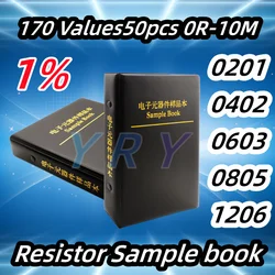 Chip Resistor Variedade Kit, SMD Livro, 0805, 0201, 0402, 0603, 1206, 1% FR-07, SMT, 170 valores, 0R-10M, Smd Sample Book