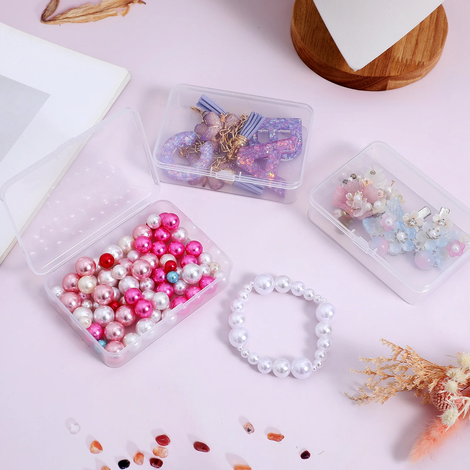 

6Pcs Transparent Storage Box Rectangular Clear Case for Playing Cards Trading Card Organizer Craft Supplies Small Parts Jewelry