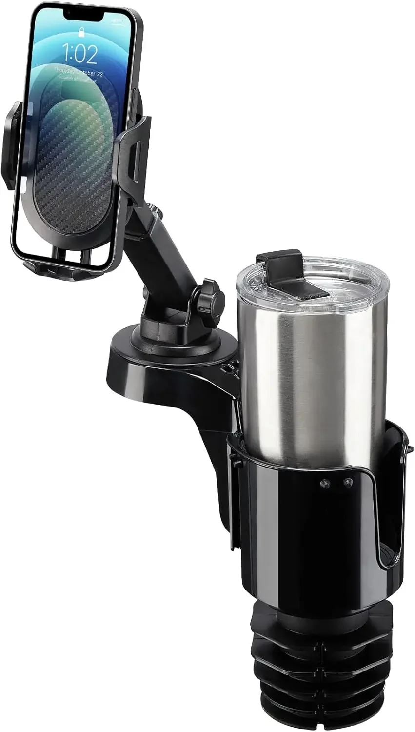 Suporte Expansor para Copos de Carro com Suporte para Celular, Rotação 360°, Acessório Automotivo para Interior