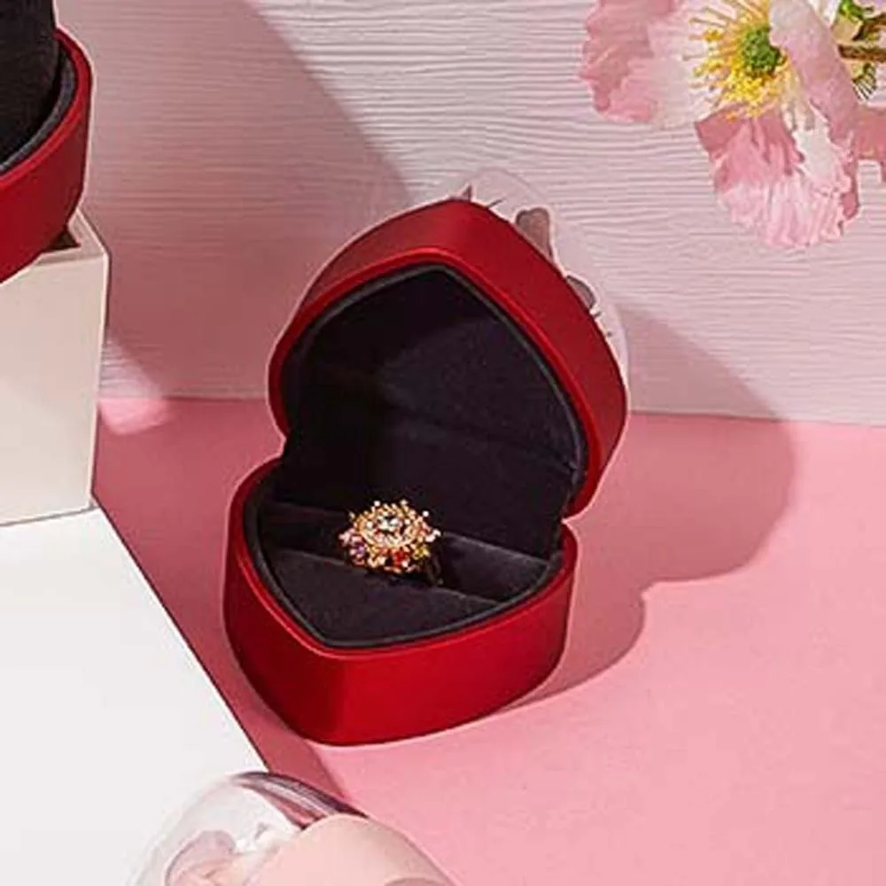 

Роскошная композитная бумажная коробка для колец в форме сердца, акриловая трехмерная витрина для колец, розовый однотонный органайзер для ювелирных изделий, пара
