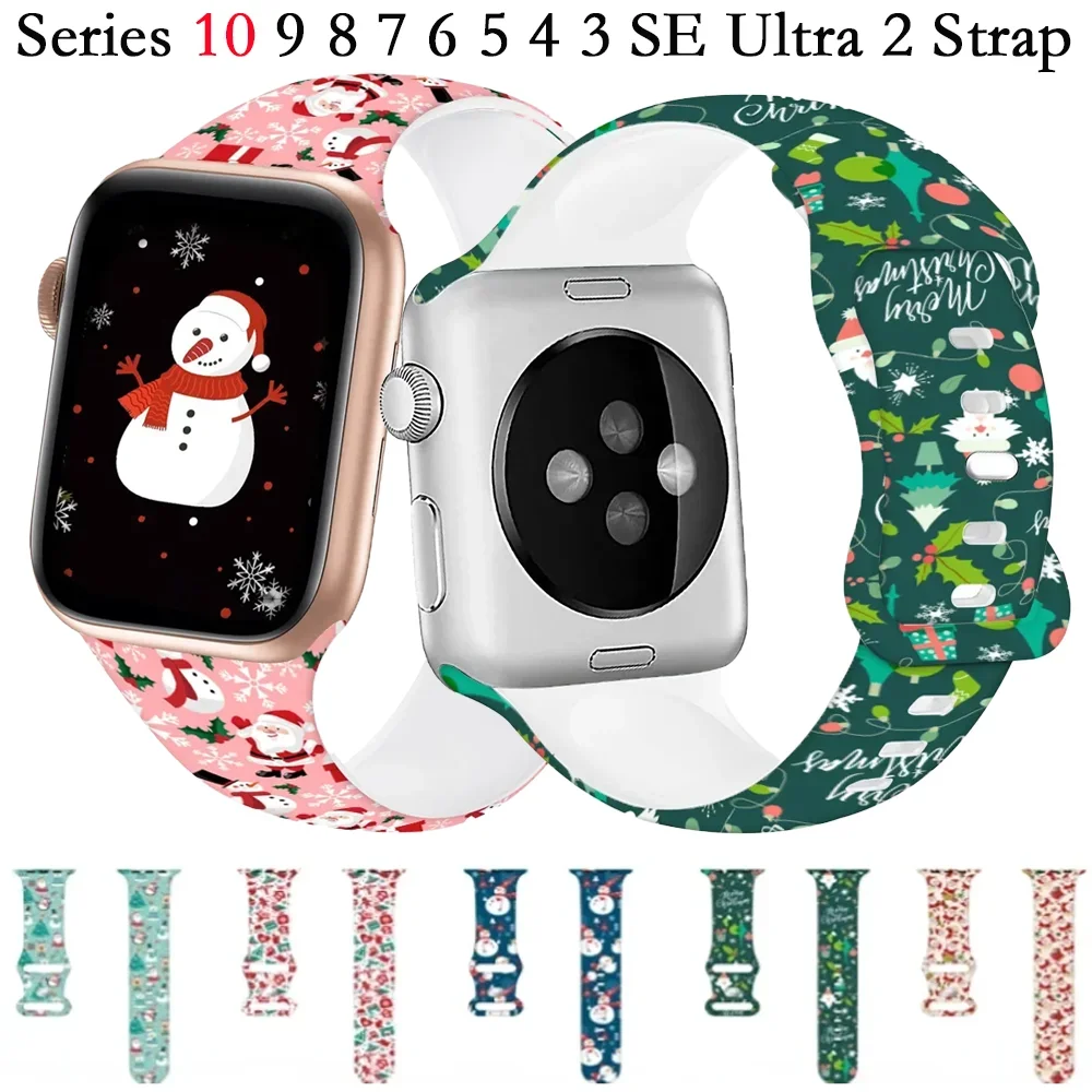 Weihnachts-Silikonarmband für Apple Watch Band Ultra 3 2 49 mm 11 10 42 mm 46 mm Armband Serie 9 8 7 6 5 4 SE3 45 mm 41 mm 44 mm 40 mm