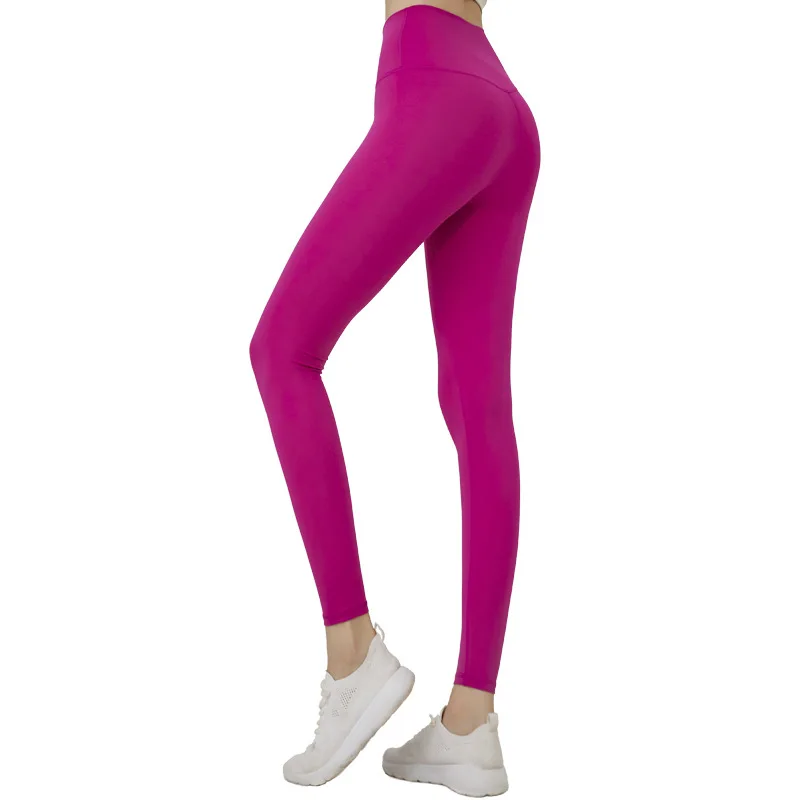 Pantaloni da yoga da donna a vita alta con sollevamento dell'anca, rettifica su due lati, fitness, palestra, sport, pantaloni leggings da yoga senza cuciture