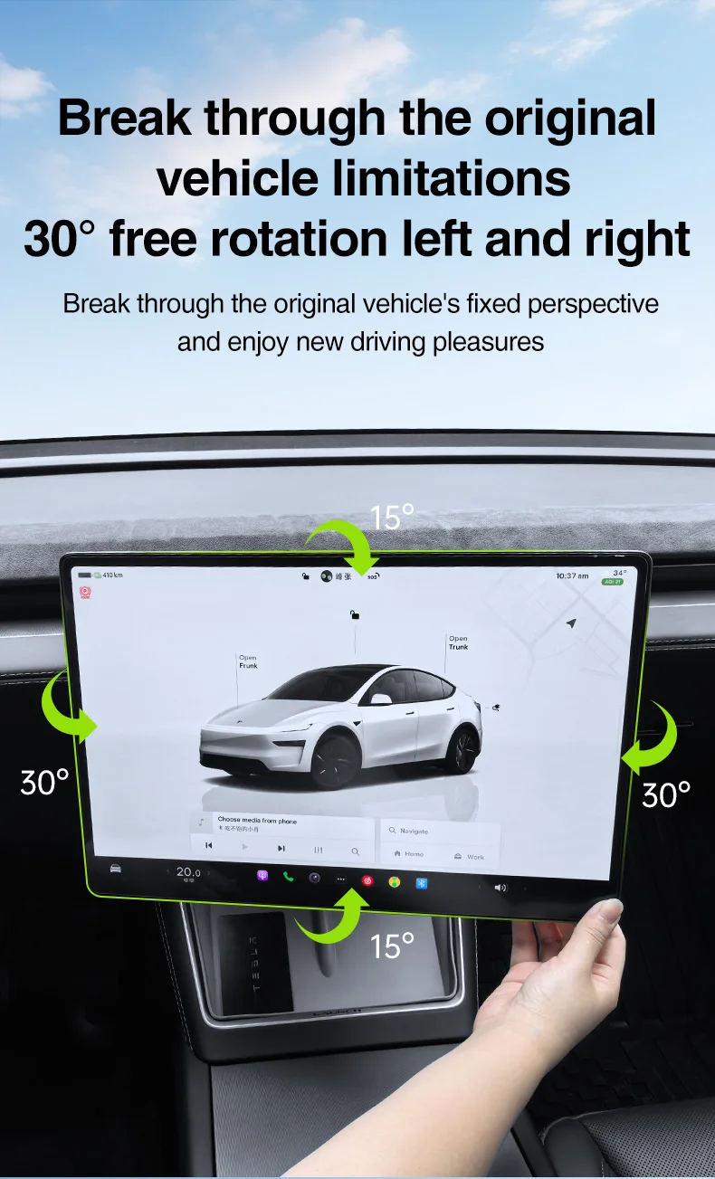 Für Tesla Modell Y Juniper Modell 3 Highland 2025 Auto Schwenk Halter Halterung Tilt Bildschirm Rotierenden Halterung Kit Display Monitor Drehen – Detail 6