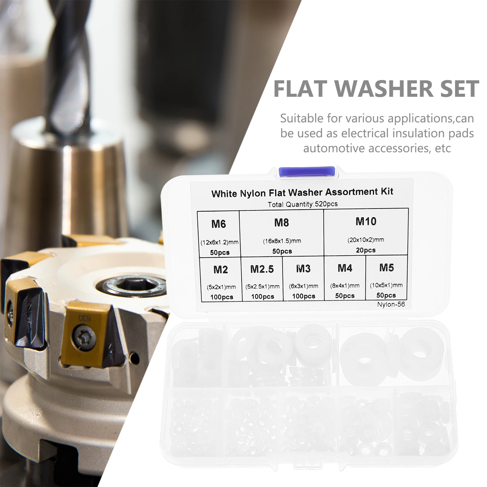 

1 Set Plastic Flat Washers Assorted Round For Electrical Insulation Pads Appliances Automotive Household Commercial Bolt Screw