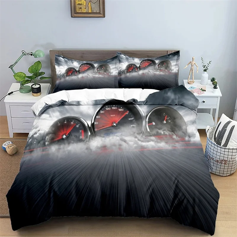 

3D Car King Queen Duvet Cover Vintage Lightweight Train Bedding Set For Teens Adult Racing Supercar 2/3pcs Polyester Quilt Cover