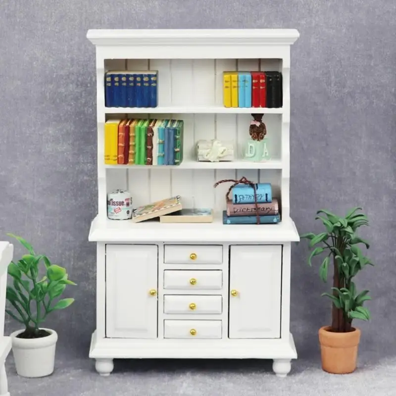 

76HF Dollhouses Miniature Three Layers Bookcase Furniture For Kids Play