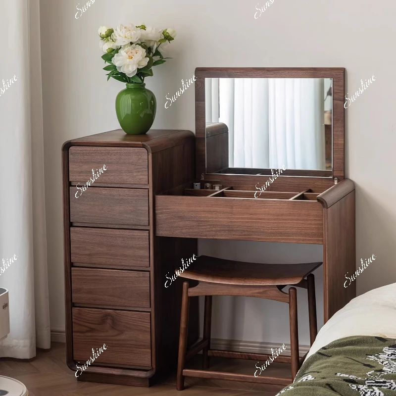 

All solid wood modern minimalist makeup table bedroom multi-functional