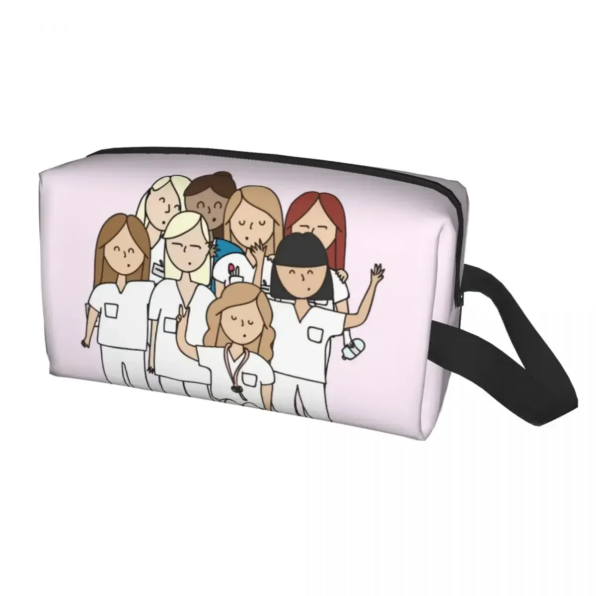 Custom Funny Cartoon Nurse Makeup Bag Women Travel Cosmetic Organizer Cute Health Care Nursing Doctors Storage Toiletry Bags