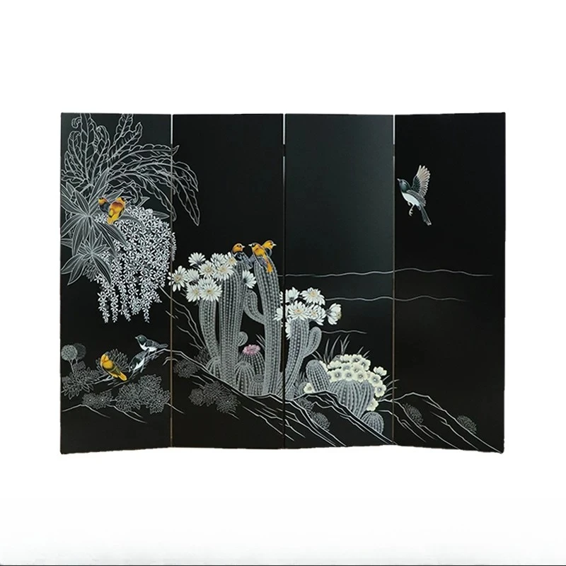 LMM Song Dynasty aesthetic screen partition new Chinese living room hotel clubhouse folding movable